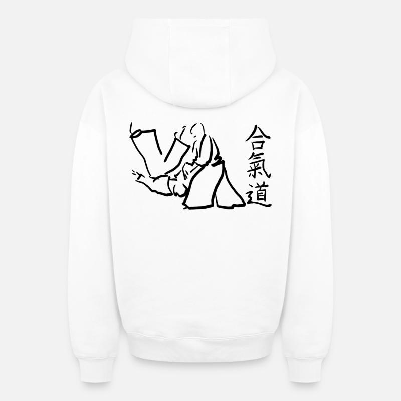 aikido - Sweat à capuche unisexe zippé oversize épais SPREAD - blanc
