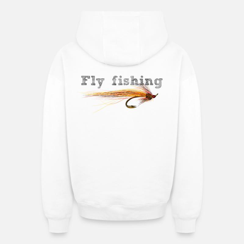 fly fishing hook - Sweat à capuche unisexe zippé oversize épais SPREAD - blanc