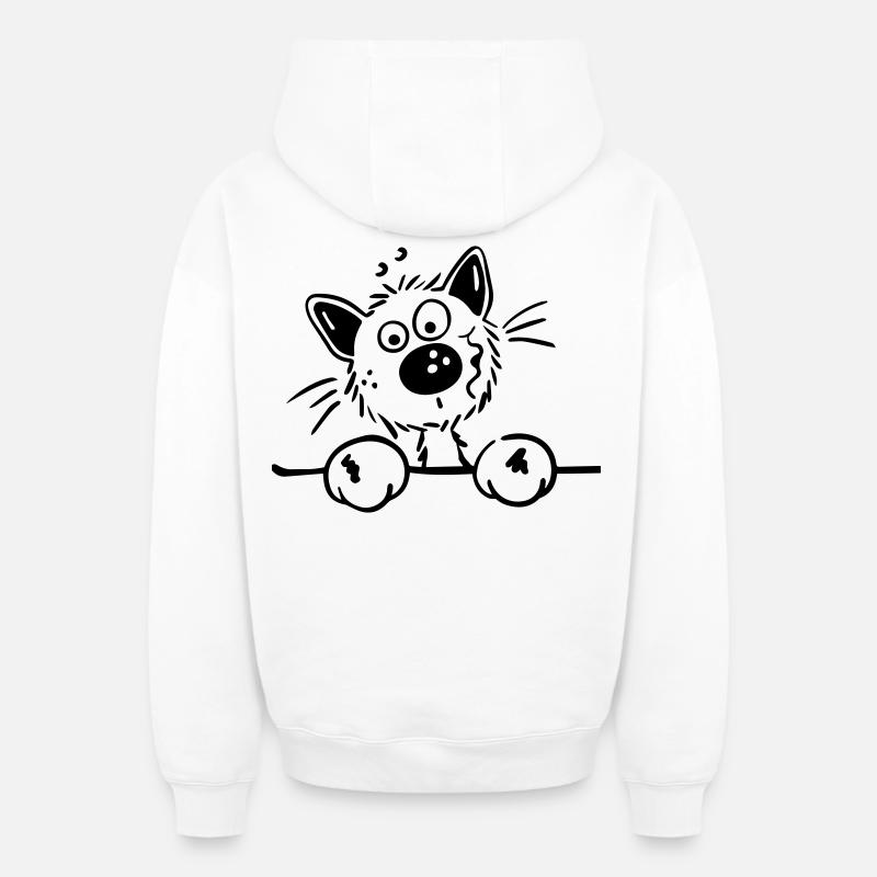 Mignon Chat - Sweat à capuche unisexe zippé oversize épais SPREAD - blanc