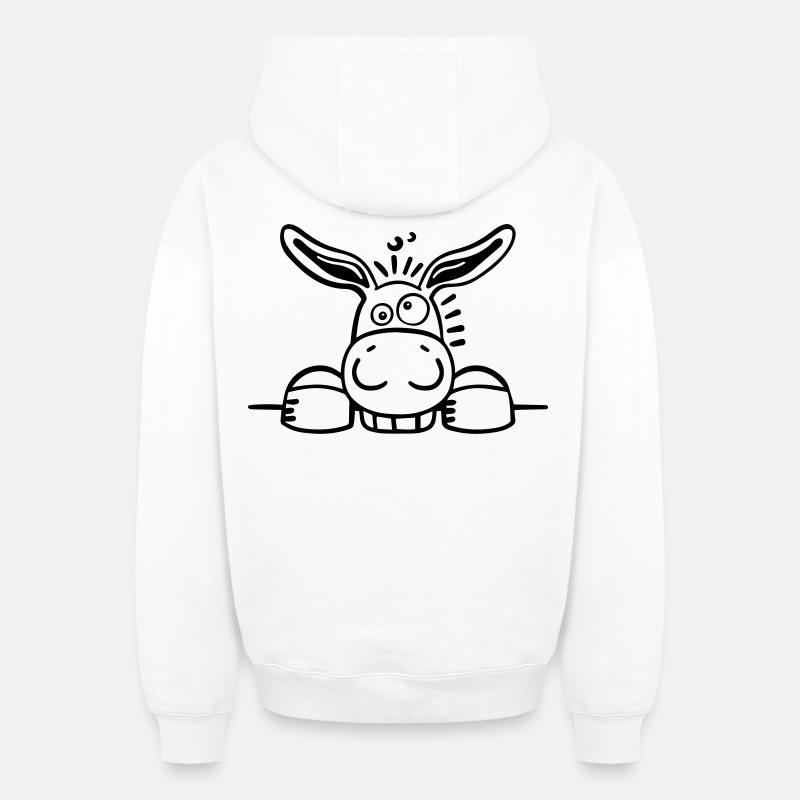 Curieux âne - Sweat à capuche unisexe zippé oversize épais SPREAD - blanc
