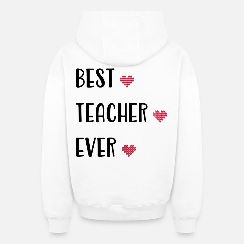 Enseignant - Sweat à capuche unisexe zippé oversize épais SPREAD - blanc