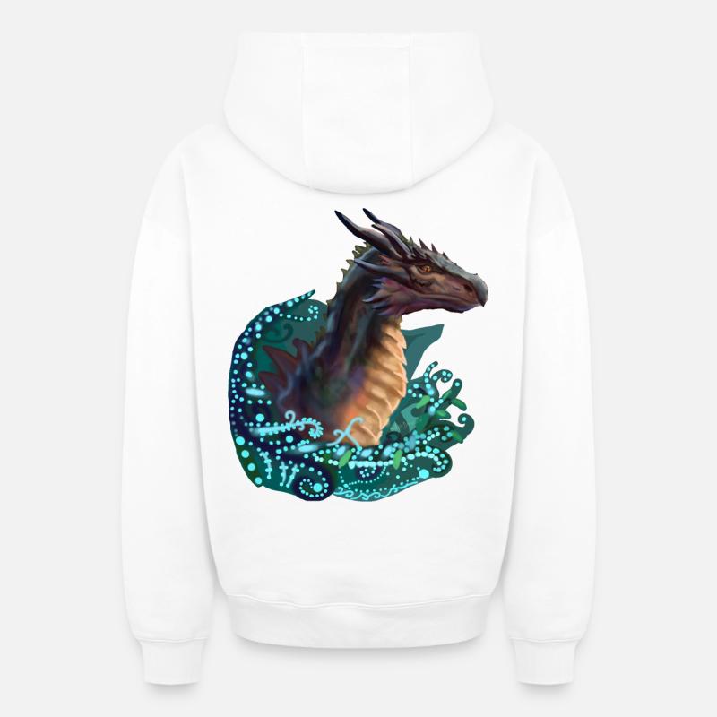 dragon - Sweat à capuche unisexe zippé oversize épais SPREAD - blanc