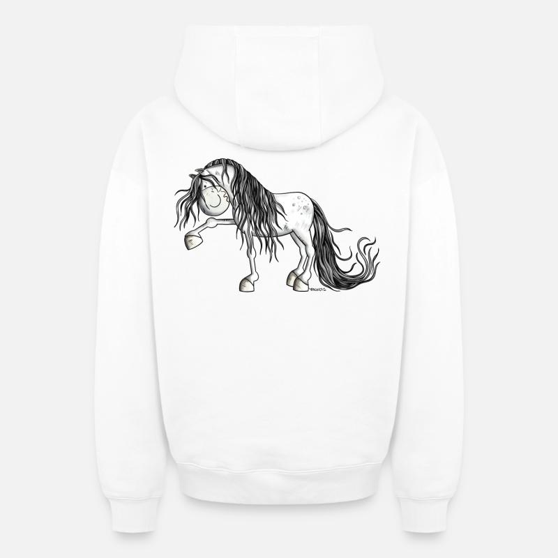 Andalusian Horse - Sweat à capuche unisexe zippé oversize épais SPREAD - blanc