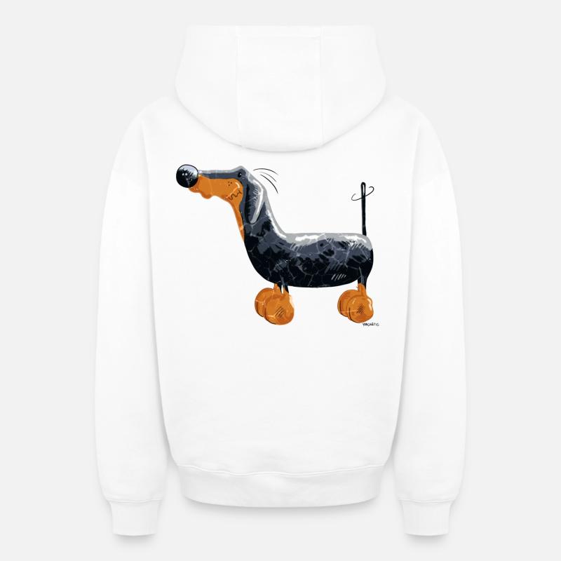 Da steht ein Dackel - Oversized Heavyweight Unisex Zip Hoodie - Weiß