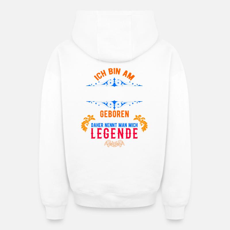 date de naissance - Sweat à capuche unisexe zippé oversize épais SPREAD - blanc