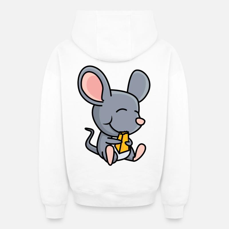 Souris au fromage - Sweat à capuche unisexe zippé oversize épais SPREAD - blanc