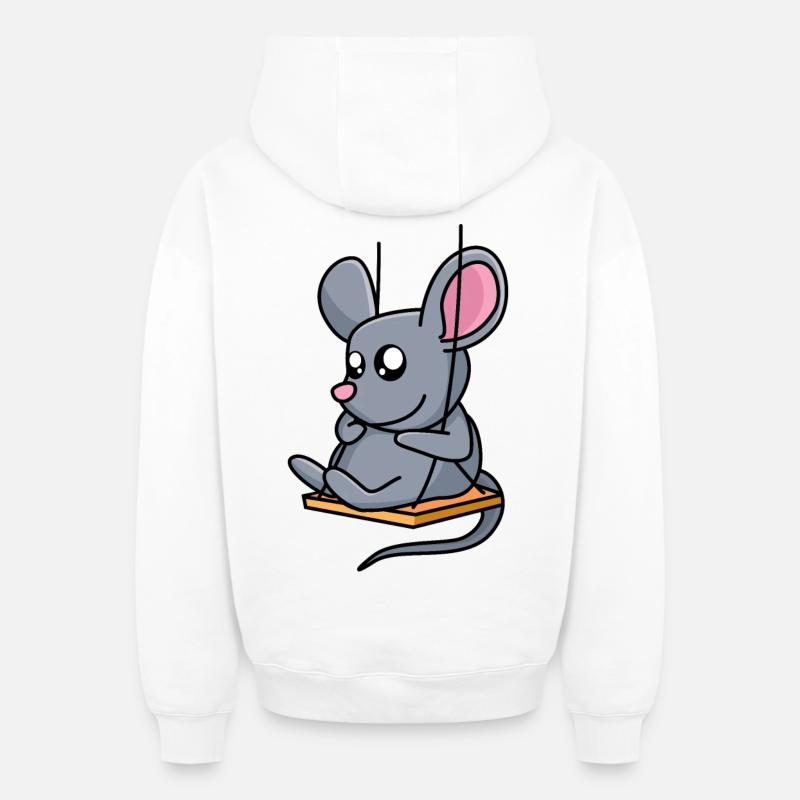 Souris souris swing - conception - Sweat à capuche unisexe zippé oversize épais SPREAD - blanc