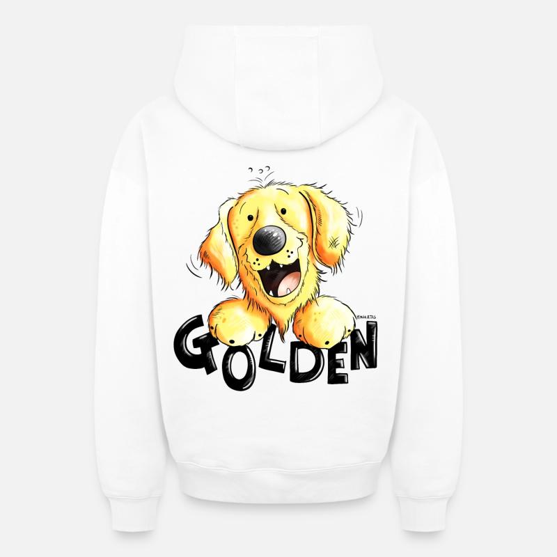 Golden Retriever - Sweat à capuche unisexe zippé oversize épais SPREAD - blanc