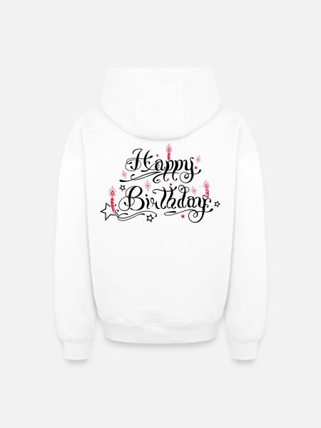 Happy birthday lettering with candles. - Oversized Heavyweight Unisex Zip Hoodie - white