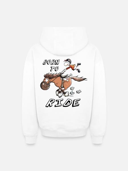 Born to Ride - Oversized Heavyweight Unisex Zip Hoodie - white