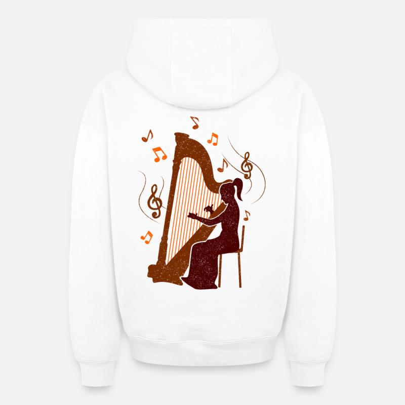 Harpe - design - Sweat à capuche unisexe zippé oversize épais SPREAD - blanc