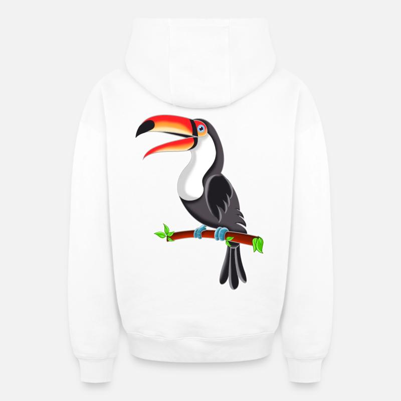 Toucan - Sweat à capuche unisexe zippé oversize épais SPREAD - blanc