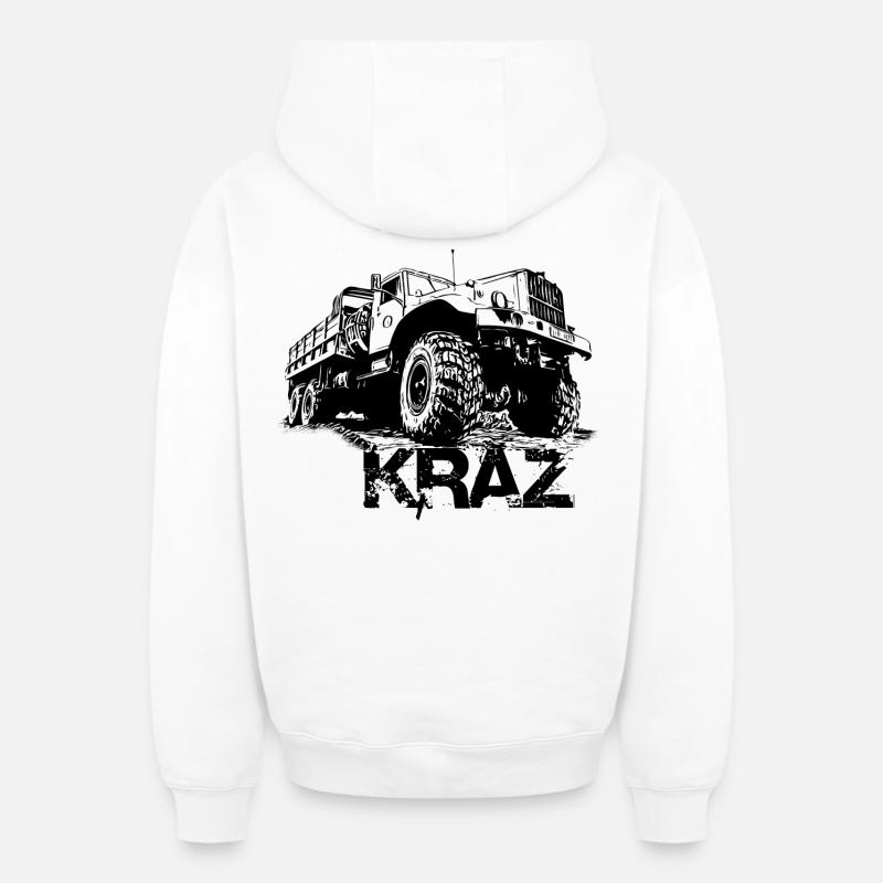 KrAZ-255 - Sweat à capuche unisexe zippé oversize épais SPREAD - blanc