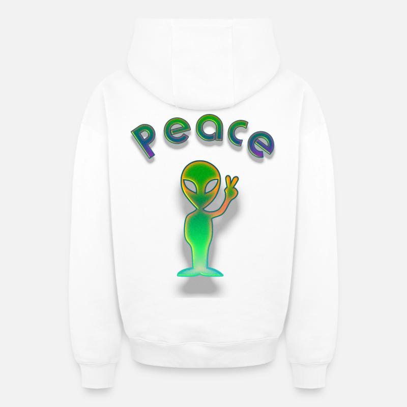 Étranger de la paix - Sweat à capuche unisexe zippé oversize épais SPREAD - blanc