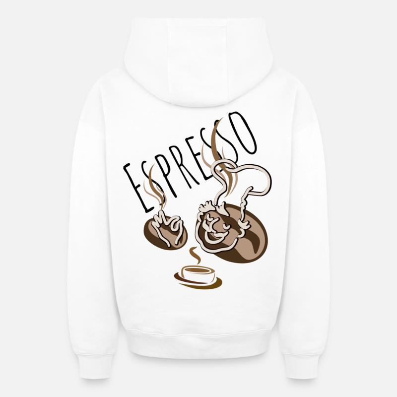 espresso - Sweat à capuche unisexe zippé oversize épais SPREAD - blanc