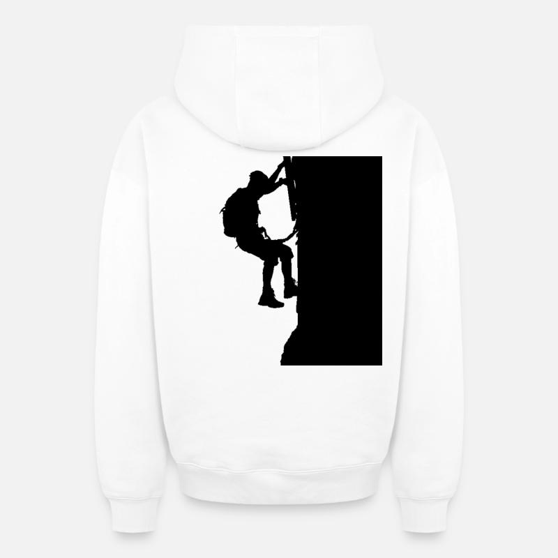 Via Ferrata Walker Silhouette Noir - Sweat à capuche unisexe zippé oversize épais SPREAD - blanc