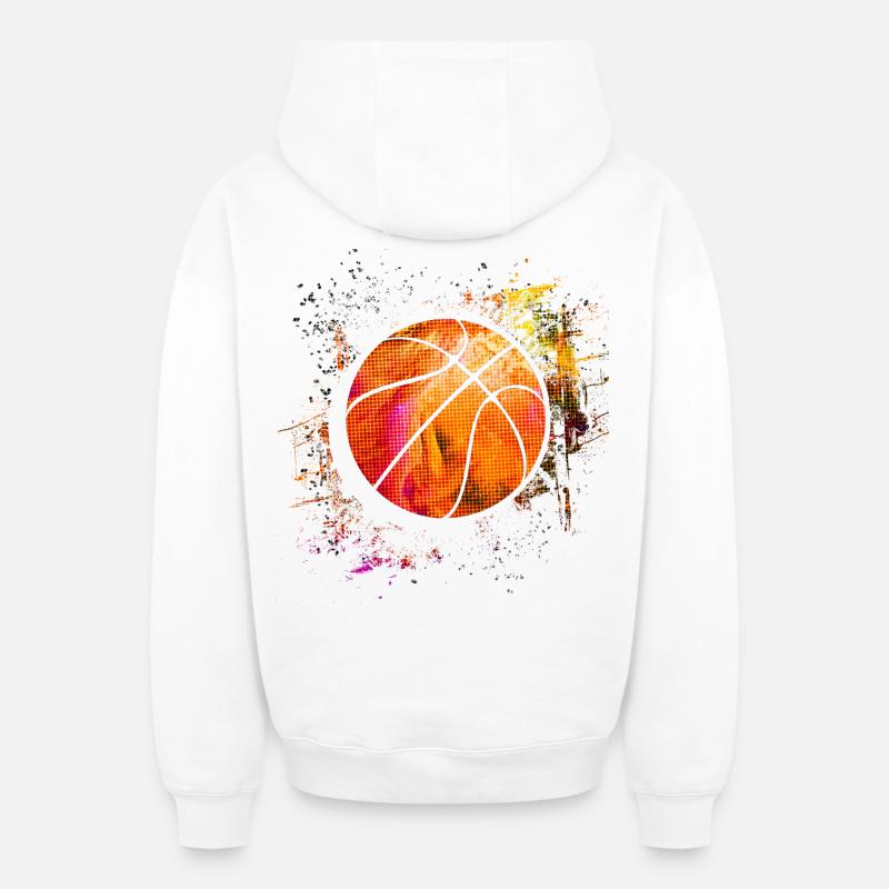 Basketball - basketteur - basketteur - Sweat à capuche unisexe zippé oversize épais SPREAD - blanc
