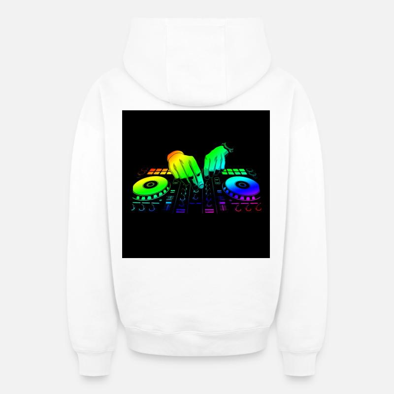 Disc jockey - Sweat à capuche unisexe zippé oversize épais SPREAD - blanc