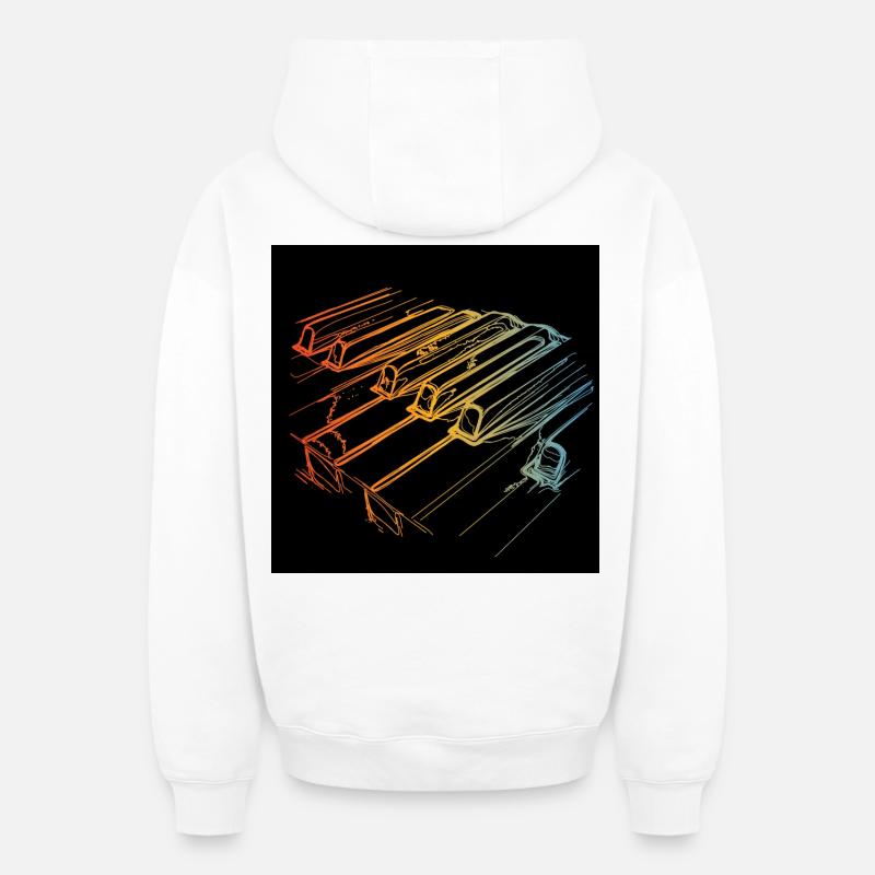 piano - Sweat à capuche unisexe zippé oversize épais SPREAD - blanc