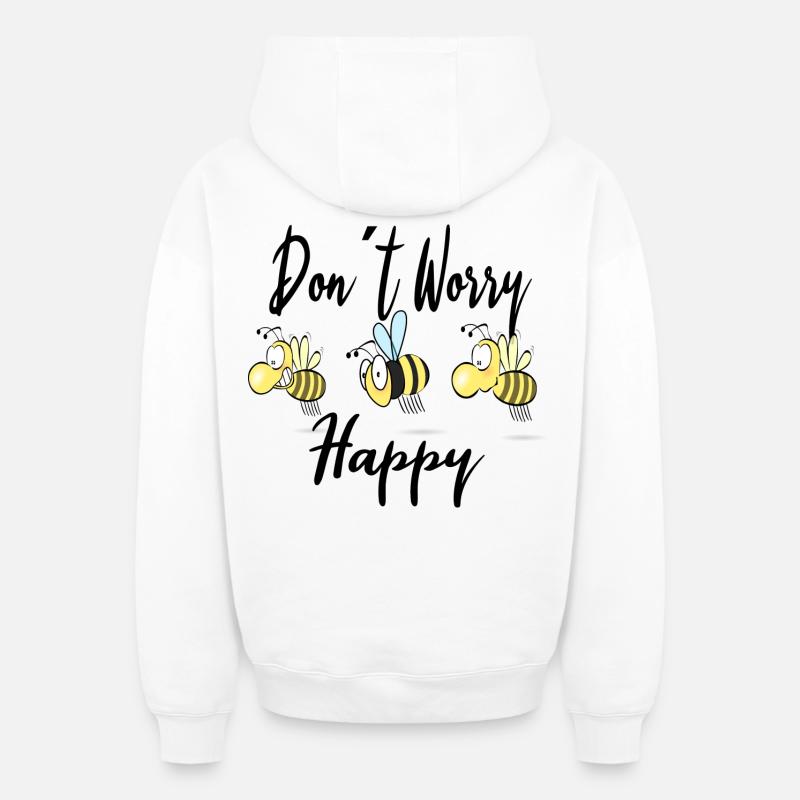 Les heureuses abeilles - Sweat à capuche unisexe zippé oversize épais SPREAD - blanc