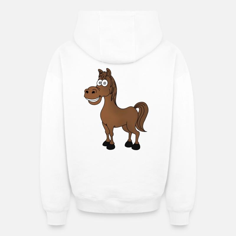 Cheval drôle - Sweat à capuche unisexe zippé oversize épais SPREAD - blanc
