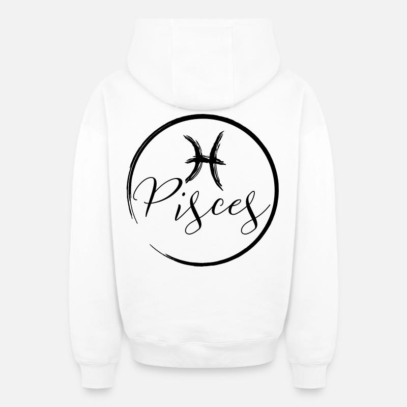 Horoscope Poissons - Sweat à capuche unisexe zippé oversize épais SPREAD - blanc