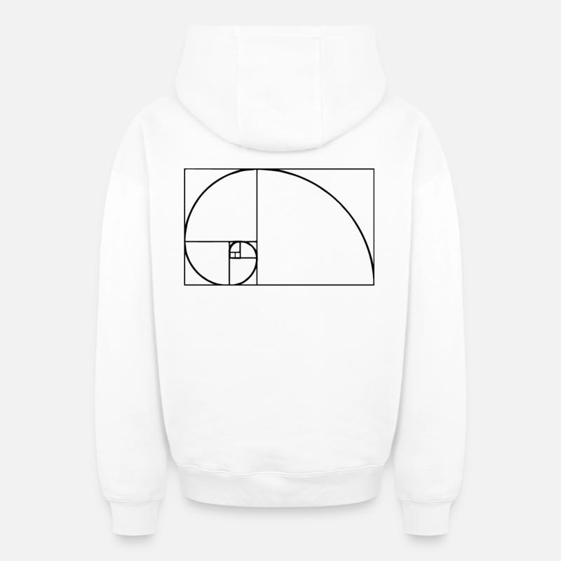 Fibonacci Tshirt - Oversized Heavyweight Unisex Zip Hoodie - Weiß