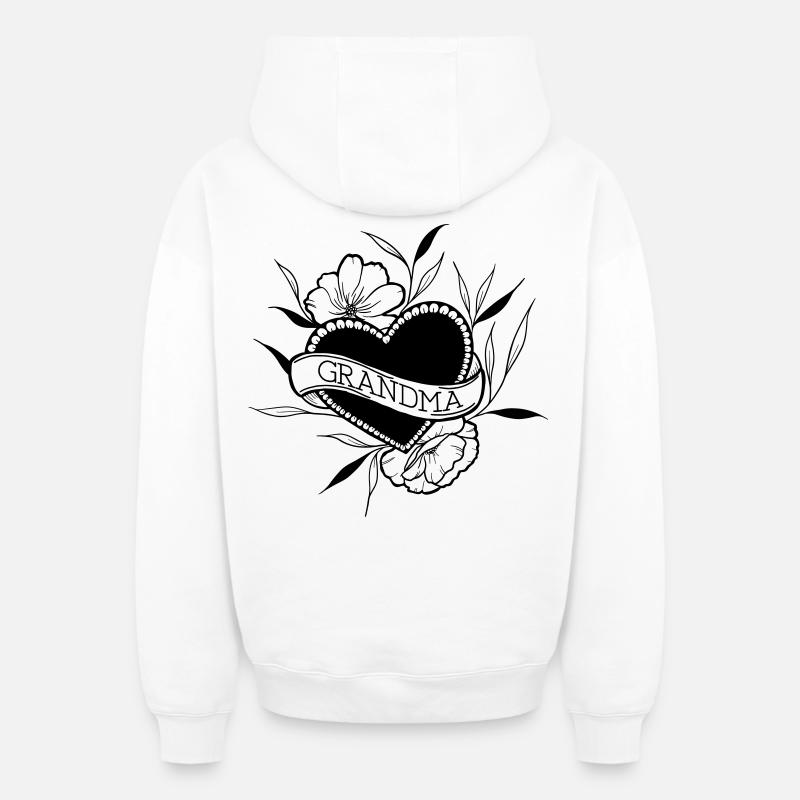 grand-mère - Sweat à capuche unisexe zippé oversize épais SPREAD - blanc