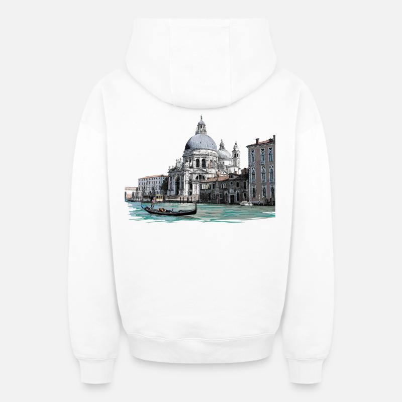 Venise - Sweat à capuche unisexe zippé oversize épais SPREAD - blanc