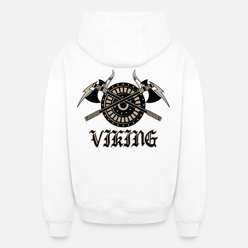 Vikings - Sweat à capuche unisexe zippé oversize épais SPREAD - blanc