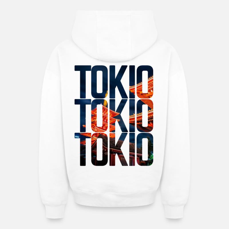 Tokyo - Sweat à capuche unisexe zippé oversize épais SPREAD - blanc