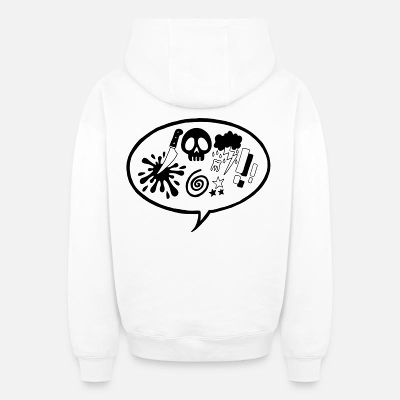 Schwarzer Comic - Oversized Heavyweight Unisex Zip Hoodie - Weiß
