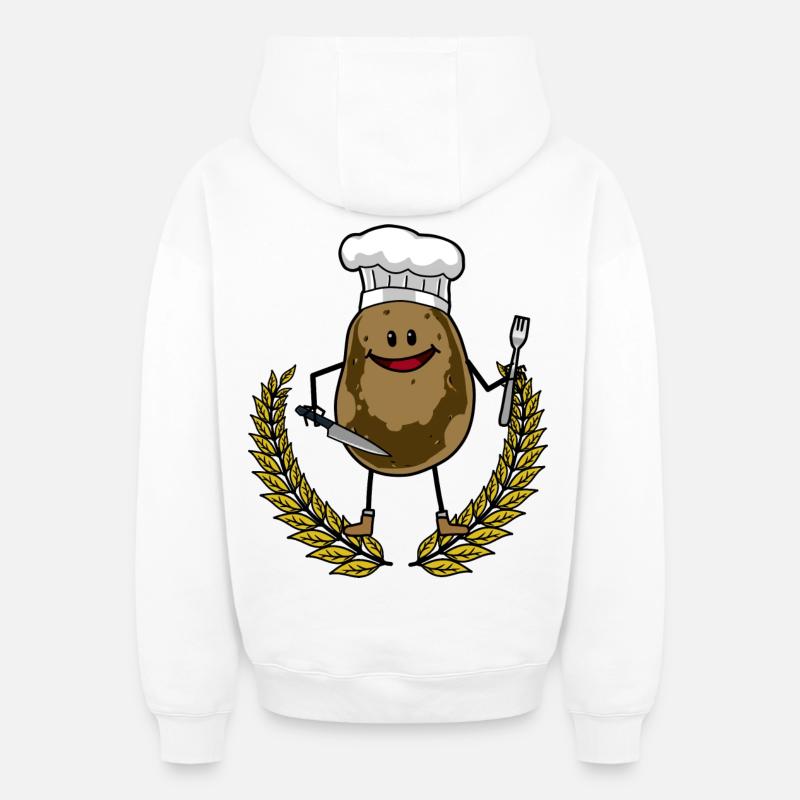 Patate cuisine cuisine restaurant - Sweat à capuche unisexe zippé oversize épais SPREAD - blanc