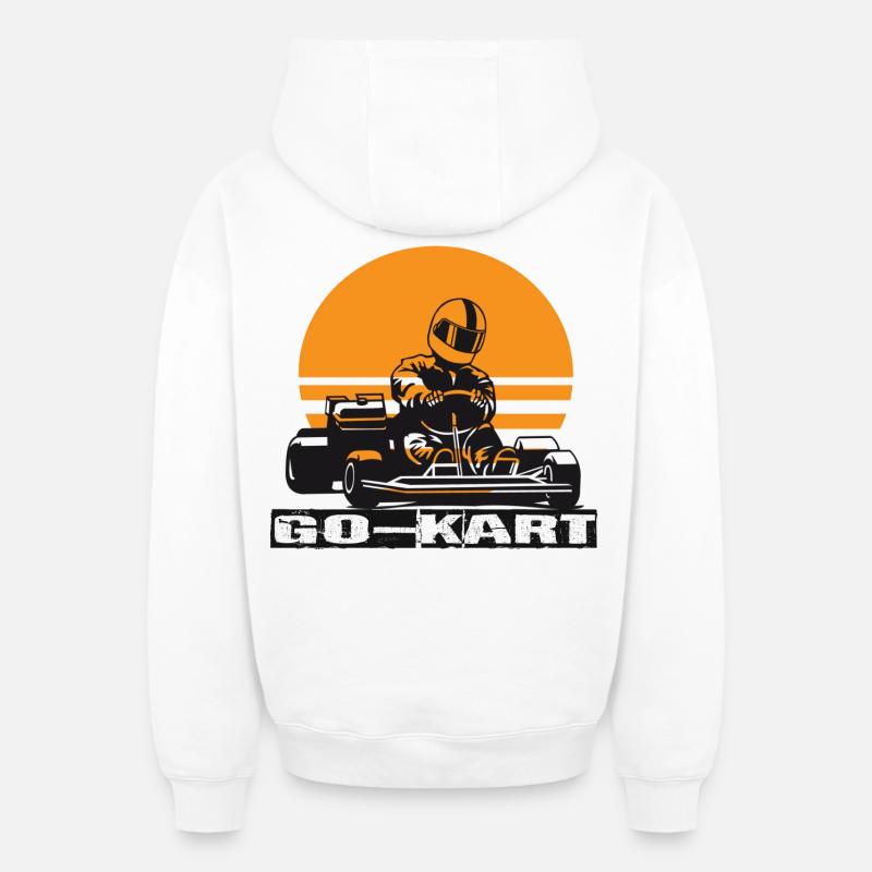 Kart go - Sweat à capuche unisexe zippé oversize épais SPREAD - blanc