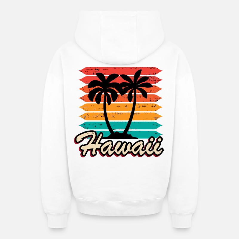 Hawaï - Sweat à capuche unisexe zippé oversize épais SPREAD - blanc