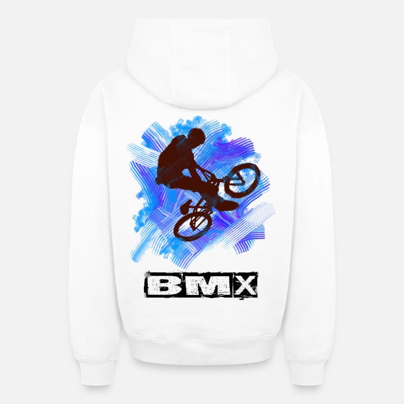 Bmx - Sweat à capuche unisexe zippé oversize épais SPREAD - blanc