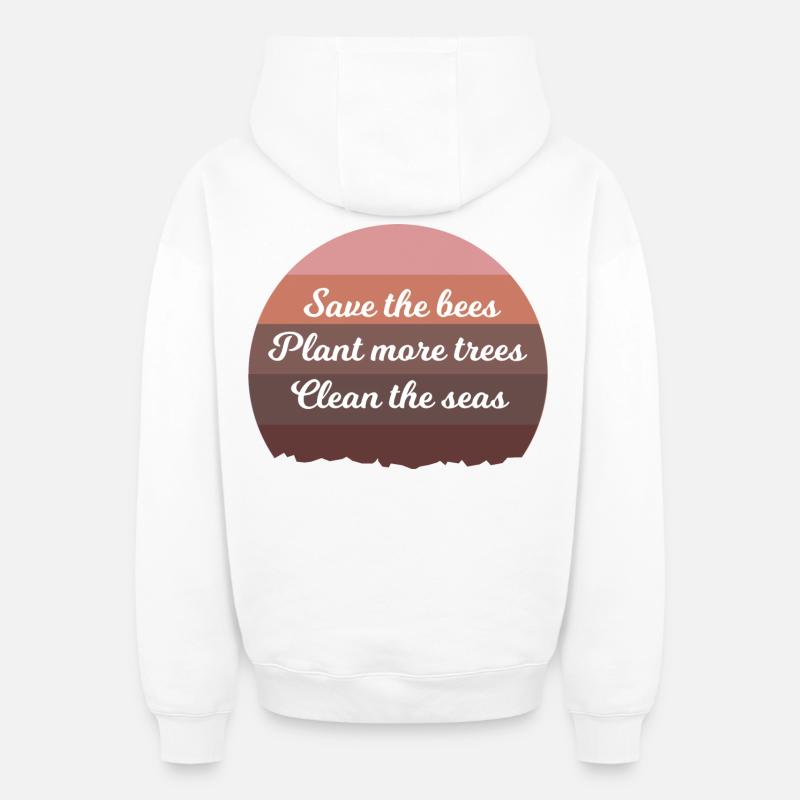 climat - Sweat à capuche unisexe zippé oversize épais SPREAD - blanc