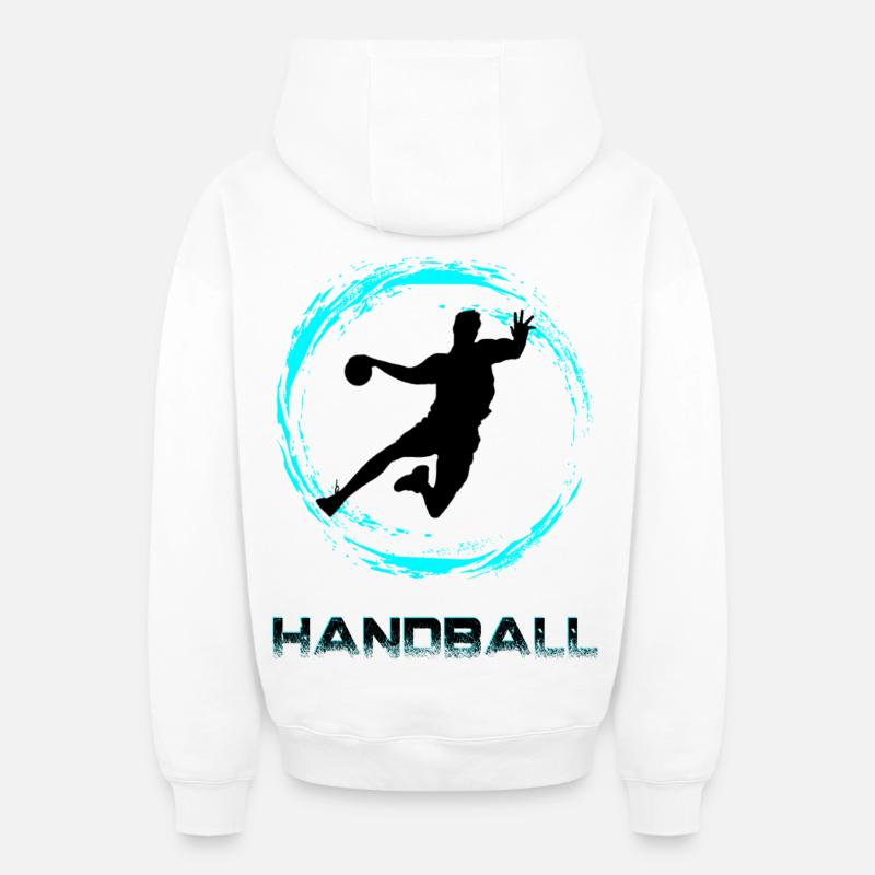 Handball - Sweat à capuche unisexe zippé oversize épais SPREAD - blanc