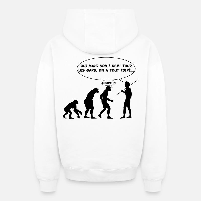 évolution inversée - Sweat à capuche unisexe zippé oversize épais SPREAD - blanc