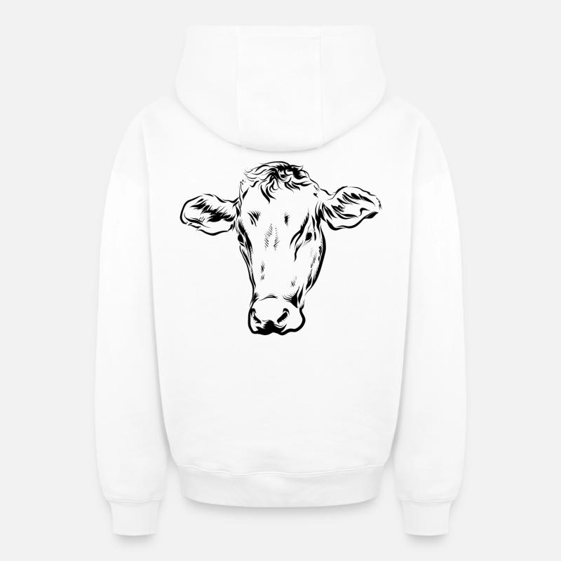 Vache Vaches - Sweat à capuche unisexe zippé oversize épais SPREAD - blanc