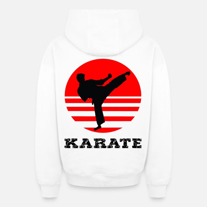 karaté - Sweat à capuche unisexe zippé oversize épais SPREAD - blanc