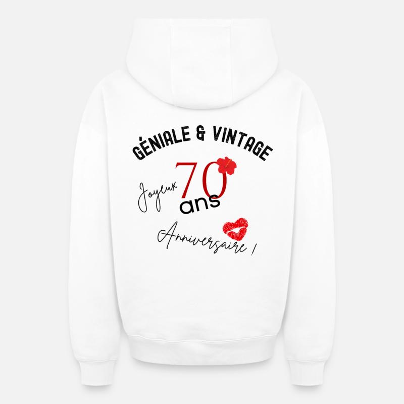 anniversaire 70 ans - Sweat à capuche unisexe zippé oversize épais SPREAD - blanc