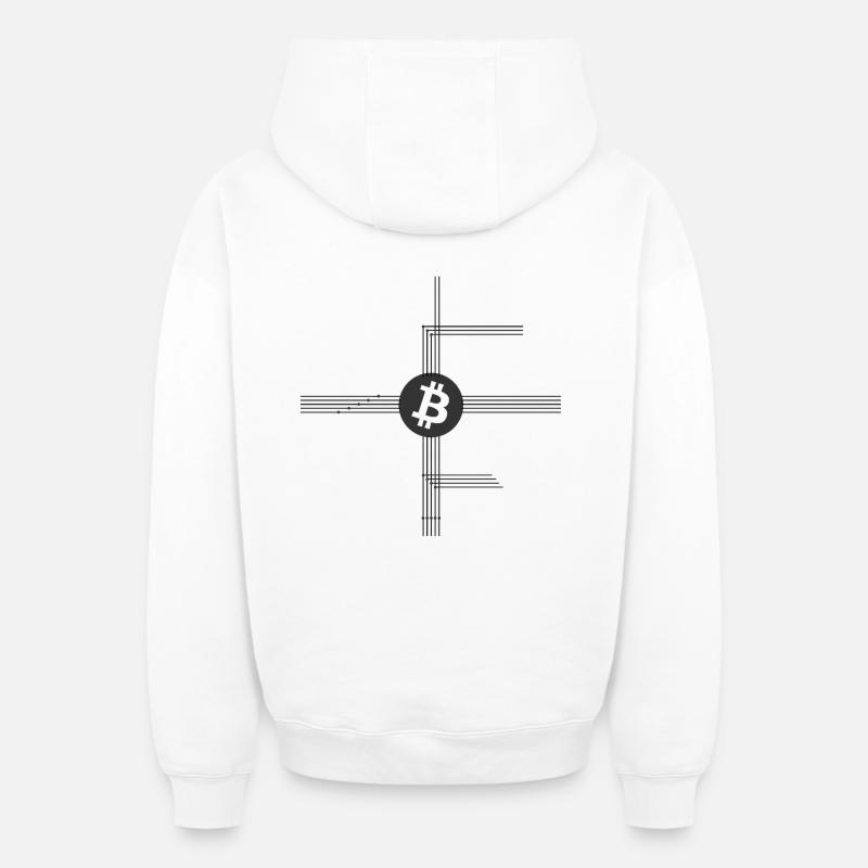 Bitcoin Network - Sweat à capuche unisexe zippé oversize épais SPREAD - blanc