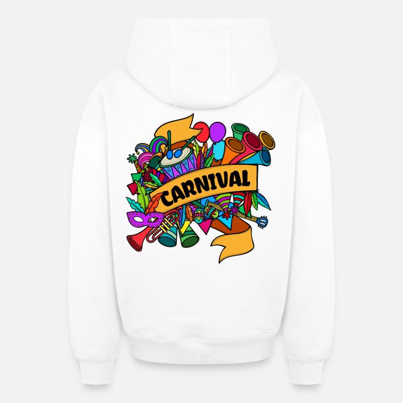 Carnaval Masques Carnaval défilé - Sweat à capuche unisexe zippé oversize épais SPREAD - blanc
