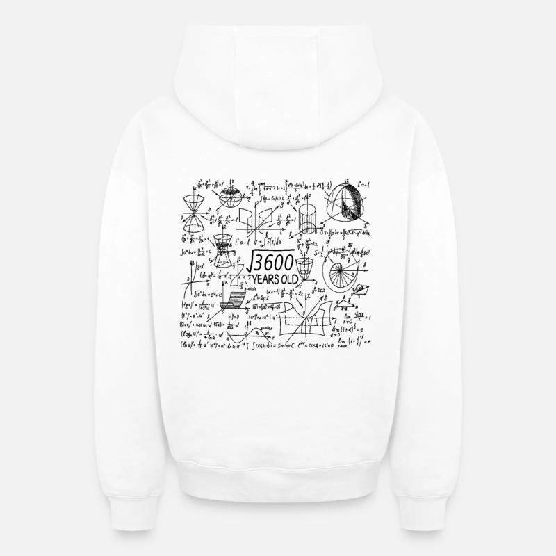 60e anniversaire Maths Mathematicien - Sweat à capuche unisexe zippé oversize épais SPREAD - blanc