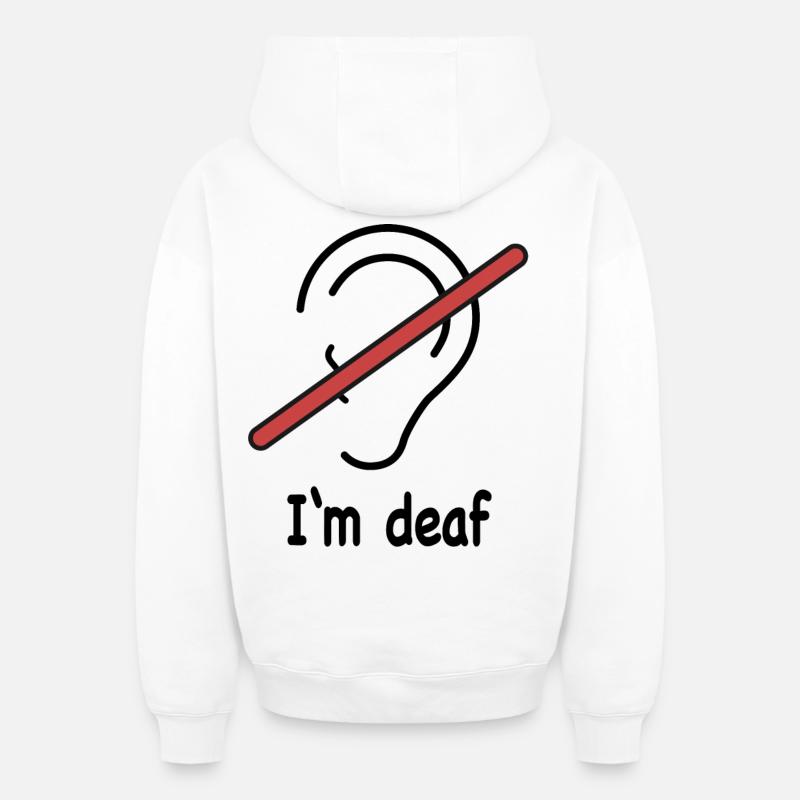 I’m deaf - Sweat à capuche unisexe zippé oversize épais SPREAD - blanc