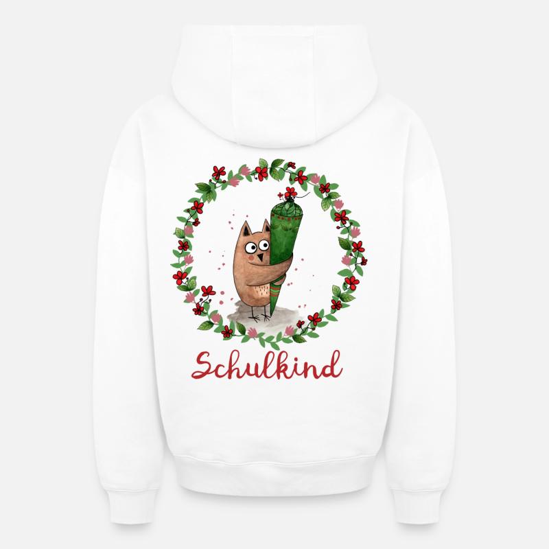 Schulkind Eule - Oversized Heavyweight Unisex Zip Hoodie - Weiß