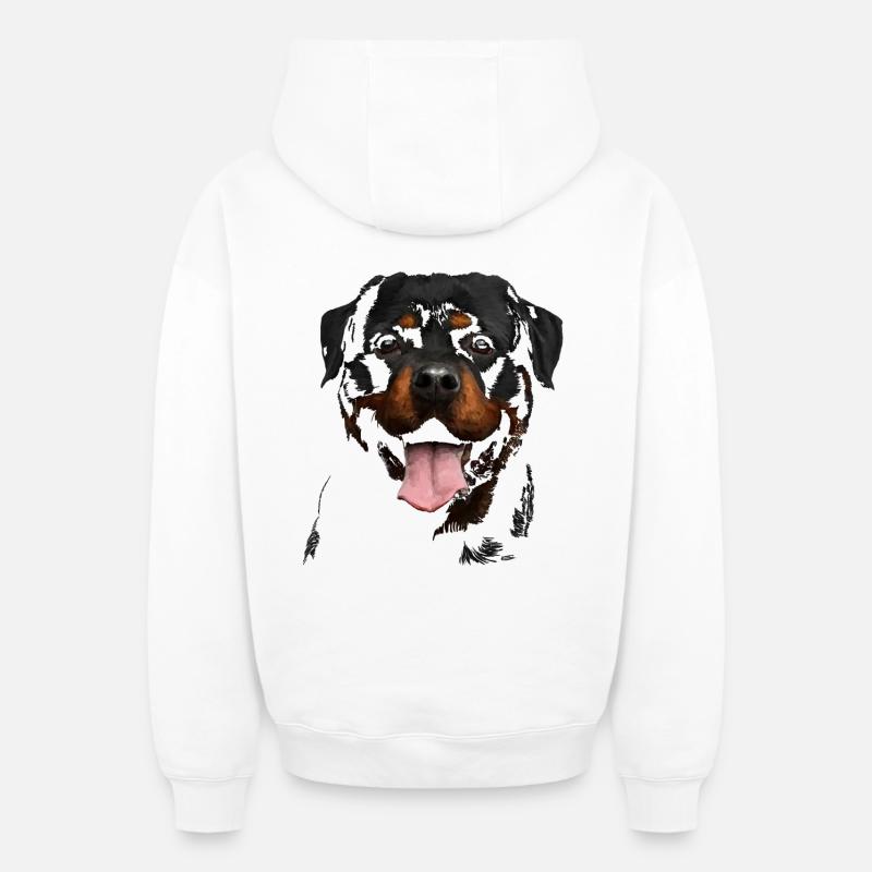 Rottweiler - Sweat à capuche unisexe zippé oversize épais SPREAD - blanc