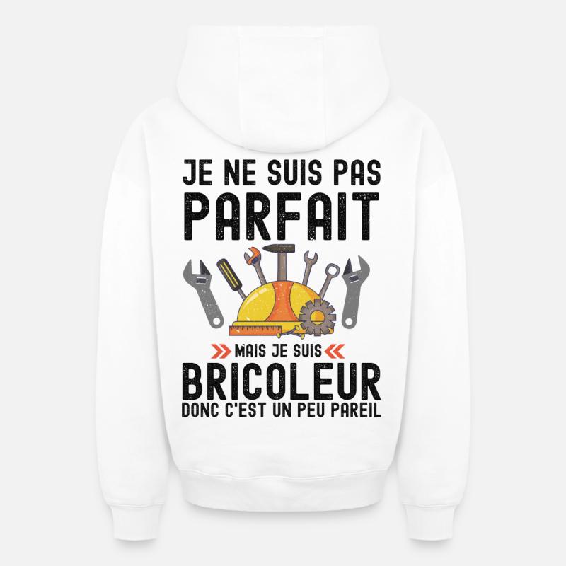 Humour Bricoleur Autodérision - Sweat à capuche unisexe zippé oversize épais SPREAD - blanc