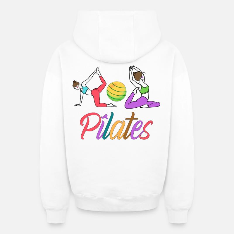 PILATES - Sweat à capuche unisexe zippé oversize épais SPREAD - blanc